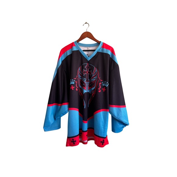 Young Speeds Other - Young Speeds Rey Mysterio Headbangers Brawl Hockey Jersey Black Blue Pink‎ XL